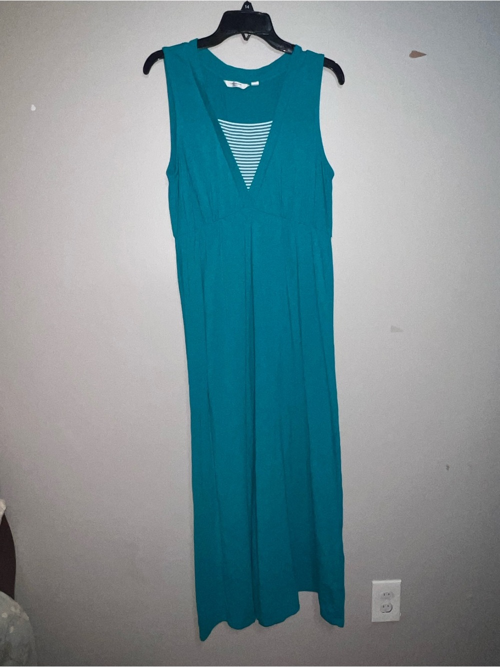 Liz Claiborne Teal Sleeveless Maxi with Striped Inset